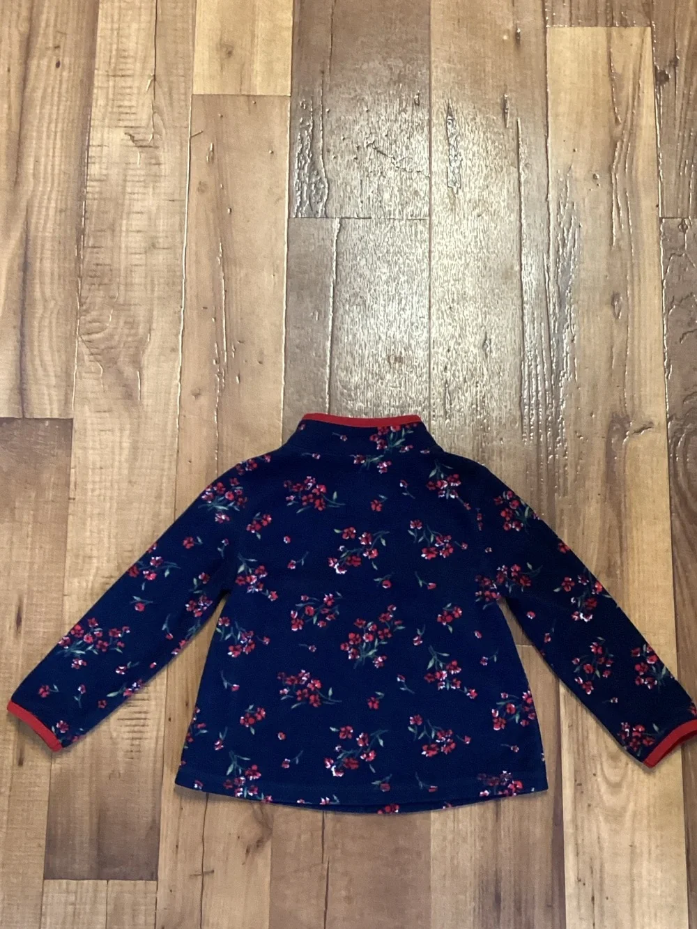 OshKosh B'gosh Red & Navy Floral Zip-Front Top Pullover Fleece 24 Months